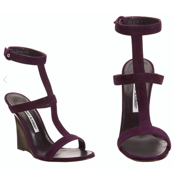 Manolo Blahnik Shoes - Manolo Blahnik Violet Andalmod Suede Sandals 38